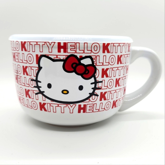 Sanrio Dining Nwt Hello Kitty Ceramic Soup Mug With Pressure
